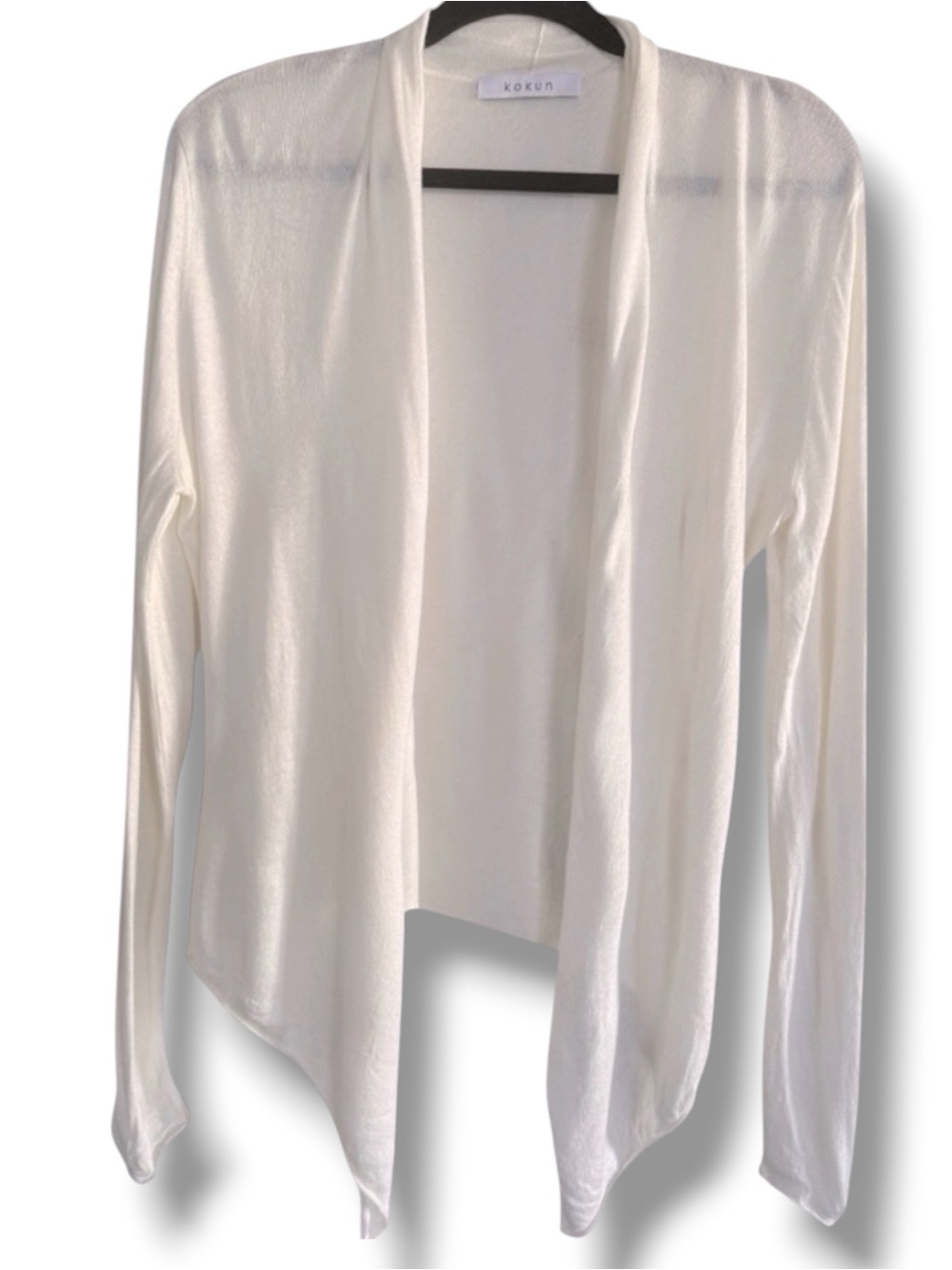 Kokun Bamboo Cashmere Drape Cardigan Cream Size Medium